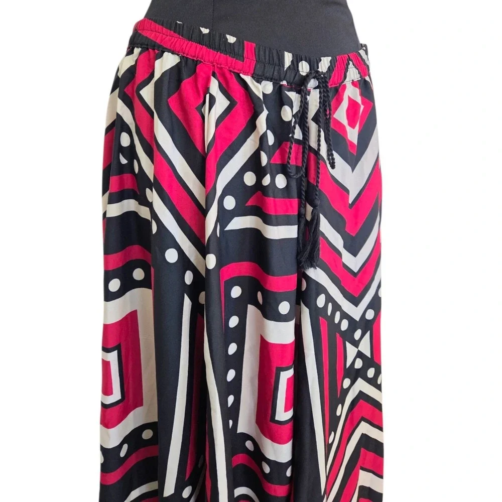 Truly 4 You Maxi Skirt‎ Boho Festival Maximalist Geometric Elastic Waist Size L